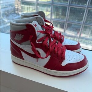 Jordan Red and White High-Top Sneakers